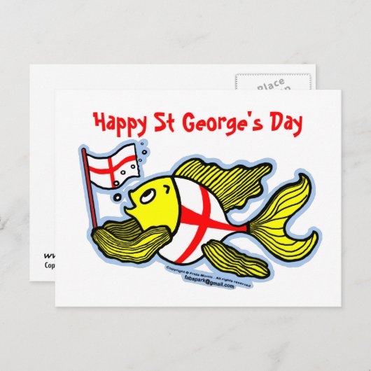 Happy St Georges Day lol cartoon engelse vlagvis Briefkaart (Voorkant / Achterkant)