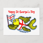 Happy St Georges Day lol cartoon engelse vlagvis Briefkaart (Voorkant)