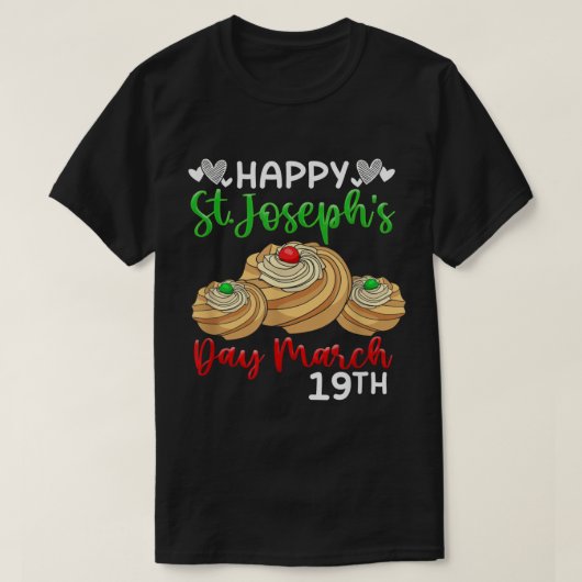Happy St Joseph's Day 19 maart Sint-Joseph Zepp T-shirt (Design voorkant)