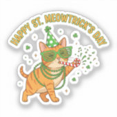 Happy St Meowtrick's Day Party Cat Shutter Shades  Sticker (Voorkant)