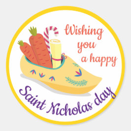Happy St. Nicholas Day Greeting, Sinterklaas eve Ronde Sticker