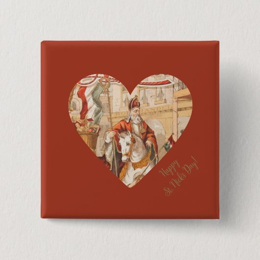 Happy St. Nick's Day Sinterklaas Vierkante Button 5,1 Cm (Voorkant)