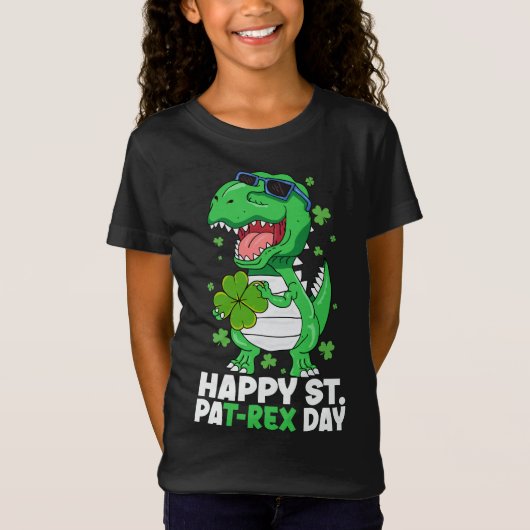 Happy St Pa-Rex Day Dinosaur St Patricks Day Boys T-shirt (Voorkant)