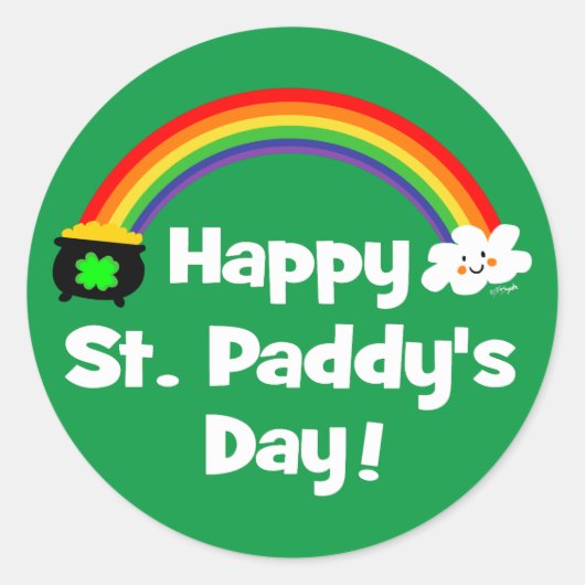 Happy St. Paddy's Day Rainbow Ronde Sticker (Voorkant)