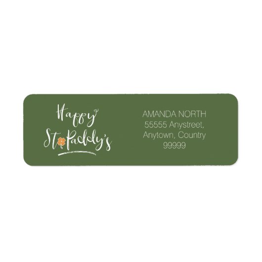 Happy St. Paddy's Oranje Shamrock ID336 Etiket (Voorkant)
