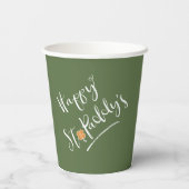 Happy St. Paddy's Oranje Shamrock ID336 Papieren Bekers (Achterkant)