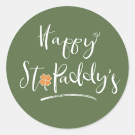 Happy St. Paddy's Oranje Shamrock ID336 Ronde Sticker
