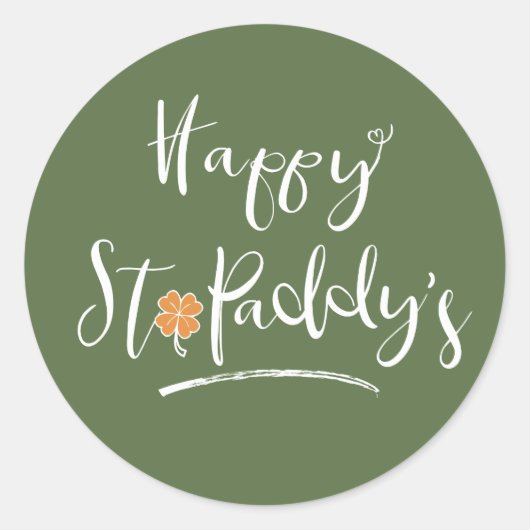 Happy St. Paddy's Oranje Shamrock ID336 Ronde Sticker (Voorkant)