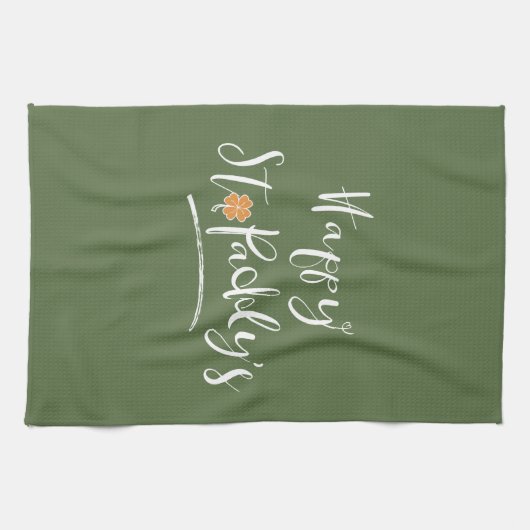 Happy St. Paddy's Oranje Shamrock ID336 Theedoek (Horizontaal)