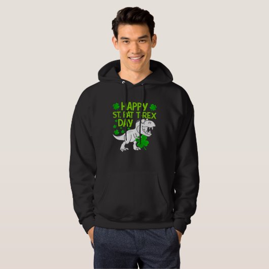 Happy St Pat Rex Day Dino Shamrock St Patricks Day Hoodie (Voorkant volledig)
