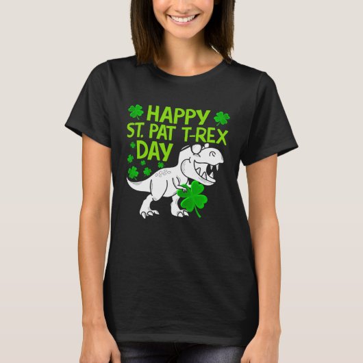 Happy St Pat Rex Day Dino Shamrock St Patricks Day T-shirt (Voorkant)