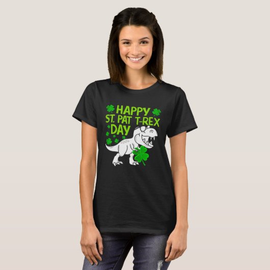 Happy St Pat Rex Day Dino Shamrock St Patricks Day T-shirt (Voorkant volledig)