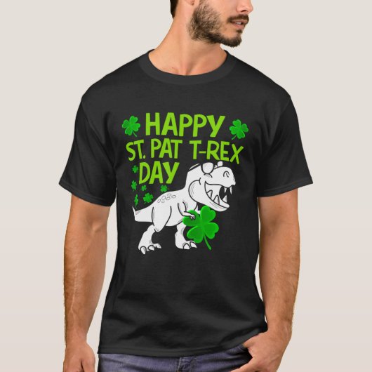 Happy St Pat Rex Day Dino Shamrock St Patricks Day T-shirt (Voorkant)