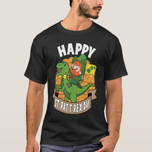 Happy St Pat Rex Day Dino St Patricks Dinosaur Boy T-shirt (Voorkant)