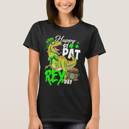 Happy St Pat Rex Day Dinosaur Irish Shamrock St Pa T-shirt (Voorkant)