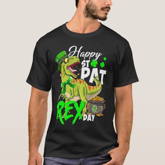 Happy St Pat Rex Day Dinosaur Irish Shamrock St Pa T-shirt (Voorkant)
