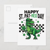 Happy St Pat-Rex Day Dinosaur Party Feestdagenkaart (Voorkant / Achterkant)