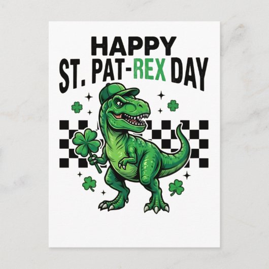 Happy St Pat-Rex Day Dinosaur Party Feestdagenkaart (Voorkant)