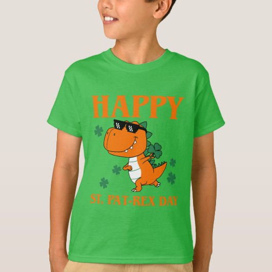 Happy St. Pat-Rex Day Funny Cute Dinosaur Irish T-shirt (Voorkant)