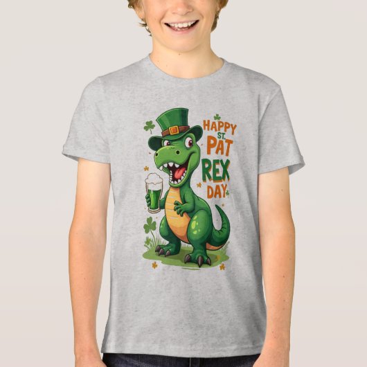 Happy St. Pat-Rex Day - Grappige St. Patrick's T-R Tri-Blend Shirt (Voorkant)