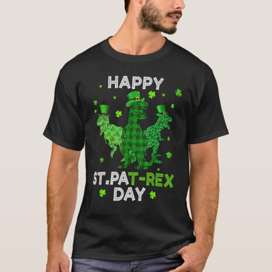 Happy St PAT-Rex Day Green Lucky Shamrock St Patri T-shirt (Voorkant)