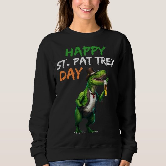 Happy St Pat Rex Day Rex Beer Glass Pattys Day Lep Trui (Voorkant)