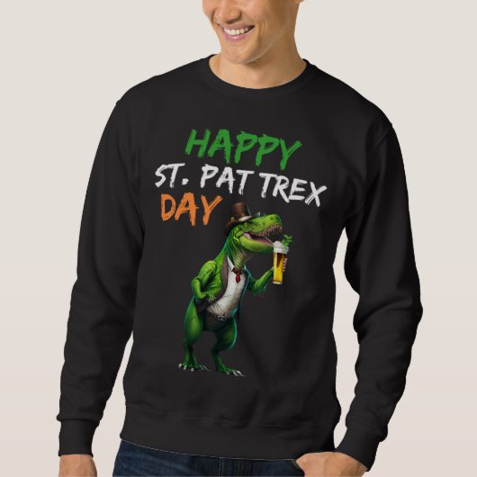 Happy St Pat Rex Day Rex Beer Glass Pattys Day Lep Trui (Voorkant)