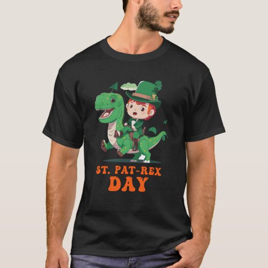 Happy St Pat Rex Day St Patricks Day Rex Leprechau T-shirt (Voorkant)