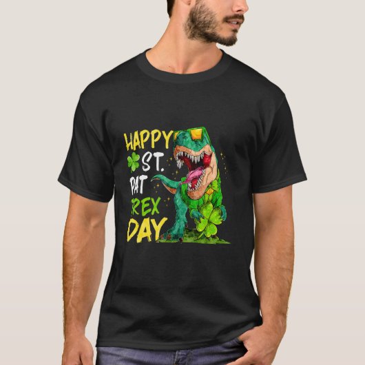Happy St Pat Rex Day Toddler Kinder Dino Saint Pat T-shirt (Voorkant)