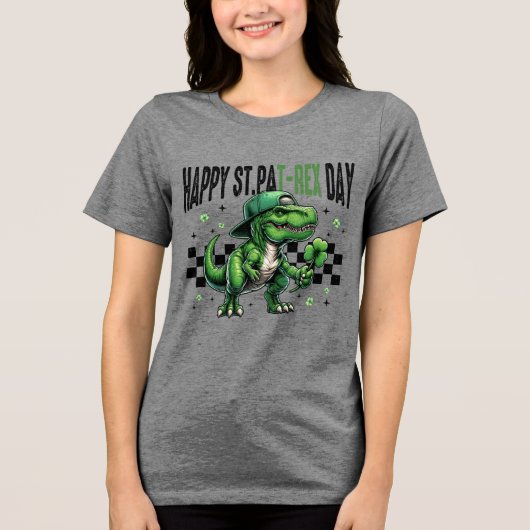 Happy St. Pat-Rex Day Tri-Blend Shirt (Voorkant)