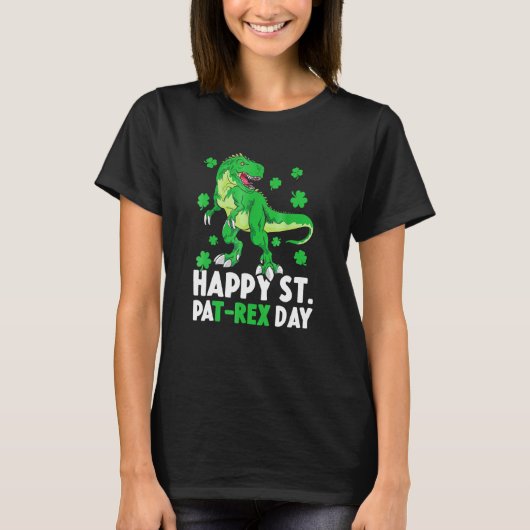 Happy St PaT Rex Dinosaur Saint Patrick's Day for T-shirt (Voorkant)