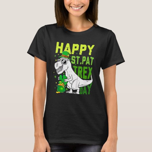 Happy St PaT Rex Dinosaur Saint Patrick's Day for T-shirt (Voorkant)