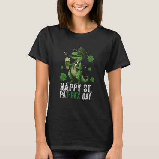 Happy St PaT Rex Dinosaur Saint Patrick's Day For T-shirt (Voorkant)