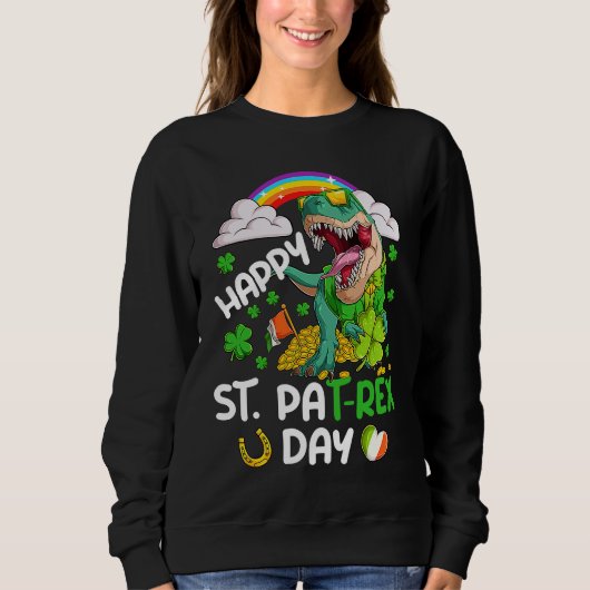 Happy St PaT Rex Dinosaur Trex Dino Saint Patrick' Trui (Voorkant)