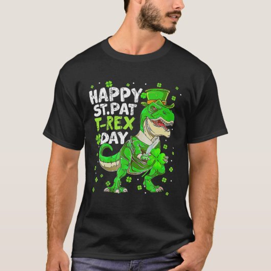 Happy St Pat Rex Saint Patrick's Day Dinosaur Boys T-shirt (Voorkant)