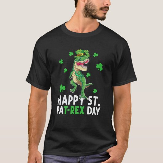 Happy St Pat Rex Saint Patrick's Day Dinosaur Boys T-shirt (Voorkant)