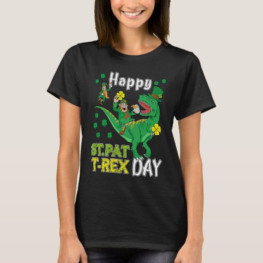 Happy St Pat Rex Saint Patrick's Day Leprechaun Di T-shirt (Voorkant)