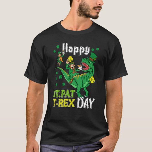 Happy St Pat Rex Saint Patrick's Day Leprechaun Di T-shirt (Voorkant)