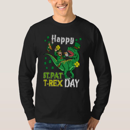 Happy St Pat Rex Saint Patrick's Day Leprechaun Di T-shirt (Voorkant)