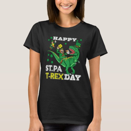 Happy St Pat Rex Saint Patrick's Day Leprechaun Di T-shirt (Voorkant)