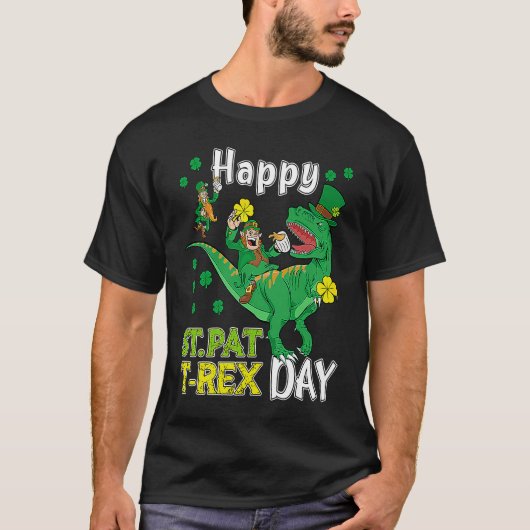 Happy St Pat Rex Saint Patrick's Day Leprechaun Di T-shirt (Voorkant)