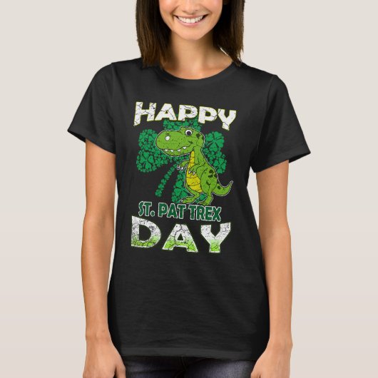 Happy St Pat Rex St Patrick's Day Cute Dinosaur Ki T-shirt (Voorkant)