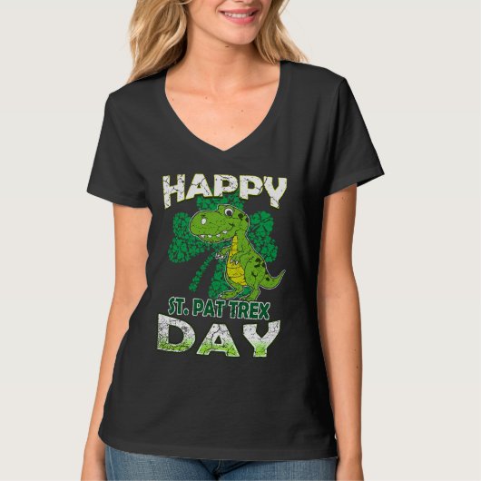 Happy St Pat Rex St Patrick's Day Cute Dinosaur Ki T-shirt (Voorkant)