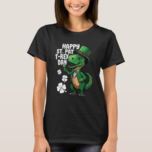 Happy St Pat Rex St Patricks Day Dinosaur Leprecha T-shirt (Voorkant)