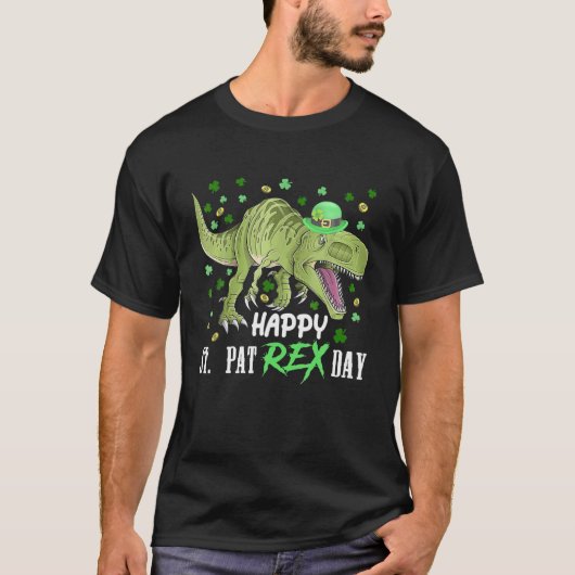 Happy St Pat T Rex Day Cute Dinosaur Saint Patrick T-shirt (Voorkant)