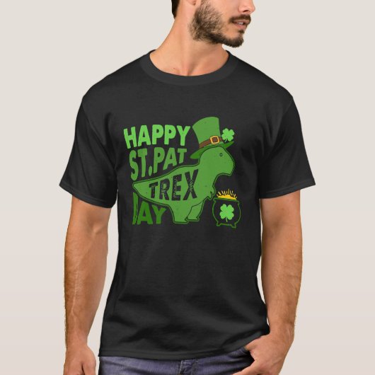 Happy St Pat T Rex Day Dinosaur St Patrick's Day T-shirt (Voorkant)