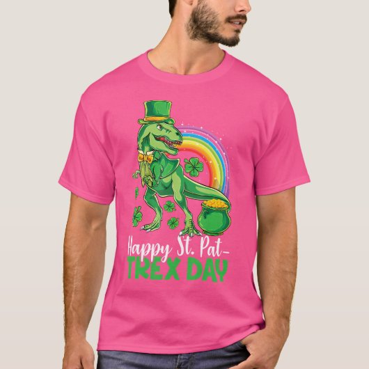 Happy St Pat T Rex Day Shirt Dinosaur Boys Girls K (Voorkant)