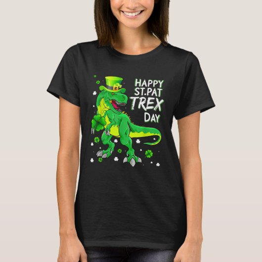 Happy St Pat T Rex Saint Patrick's Day Boys Kids I T-shirt (Voorkant)