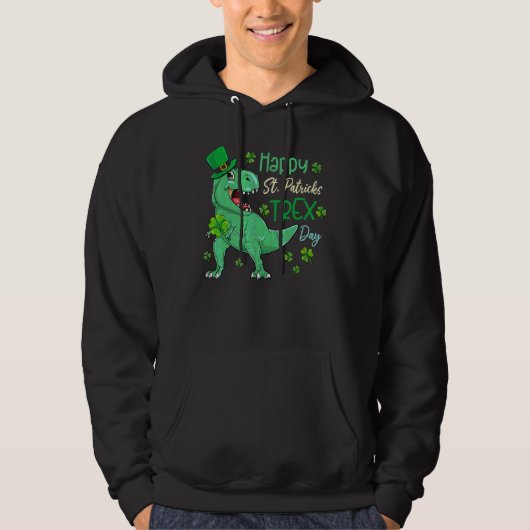 Happy St Pat T Rex Saint Patrick's Day Dinosaur Bo Hoodie (Voorkant)