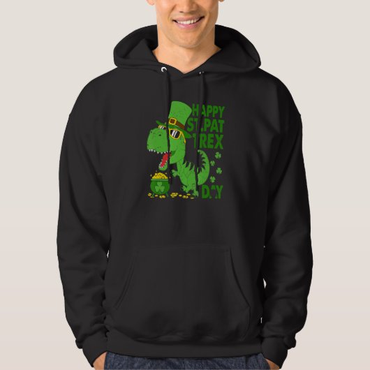 Happy St Pat T Rex Saint Patrick's Day Dinosaur Bo Hoodie (Voorkant)